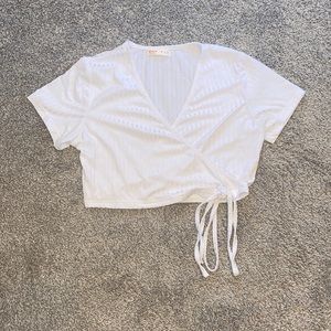 ROMWE ribbed v-neck top with ties